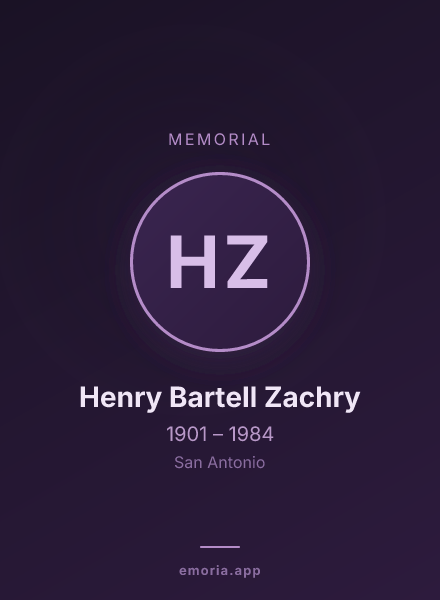 Memorial portrait of Henry Bartell Zachry
