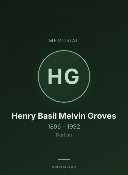 Memorial portrait of Henry Basil Melvin Groves