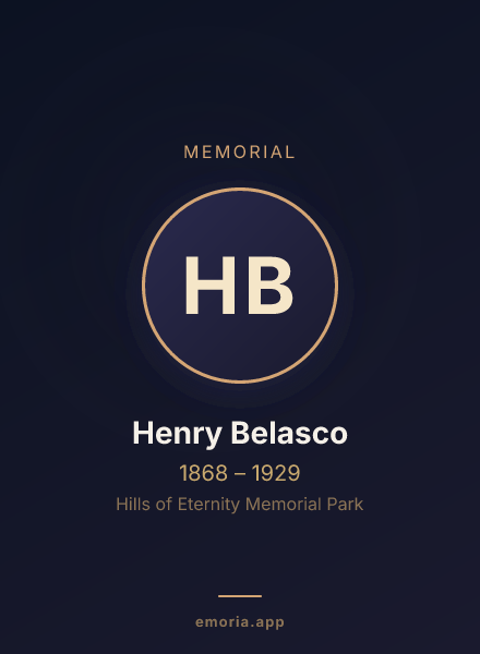 Memorial portrait of Henry Belasco