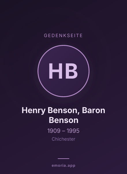 Gedenkportrait von Henry Benson, Baron Benson