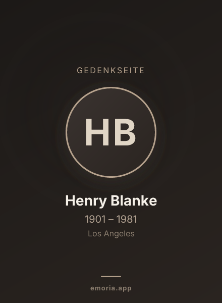 Gedenkportrait von Henry Blanke