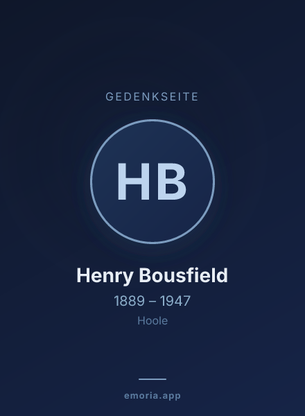 Gedenkportrait von Henry Bousfield