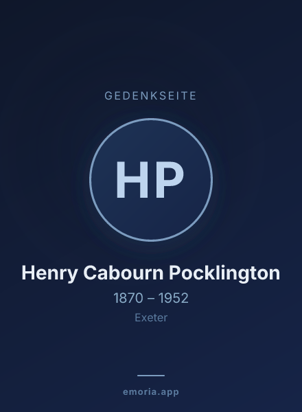 Gedenkportrait von Henry Cabourn Pocklington