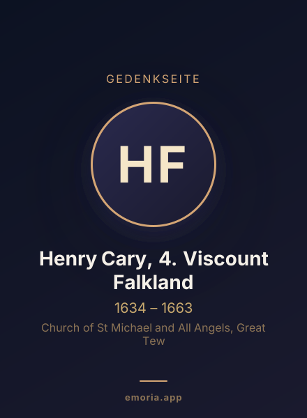 Gedenkportrait von Henry Cary, 4. Viscount Falkland