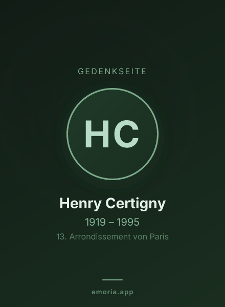Gedenkportrait von Henry Certigny