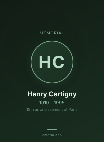 Memorial portrait of Henry Certigny