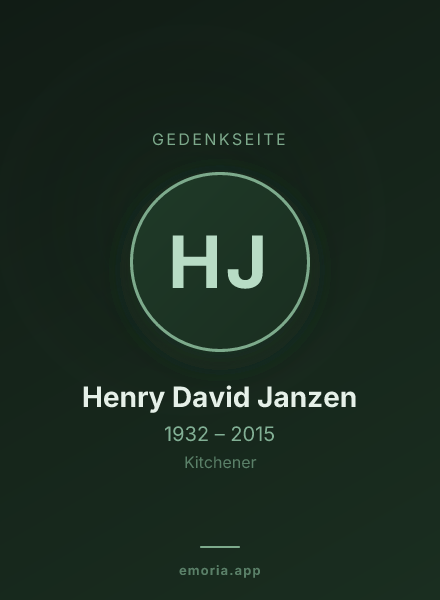 Gedenkportrait von Henry David Janzen