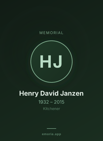 Memorial portrait of Henry David Janzen