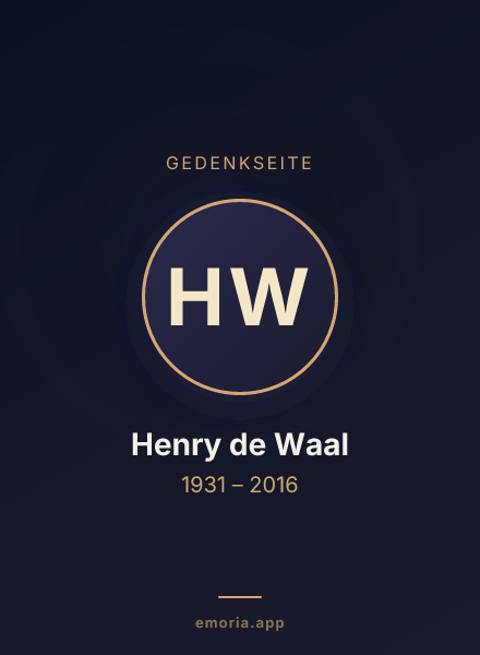 Gedenkportrait von Henry de Waal