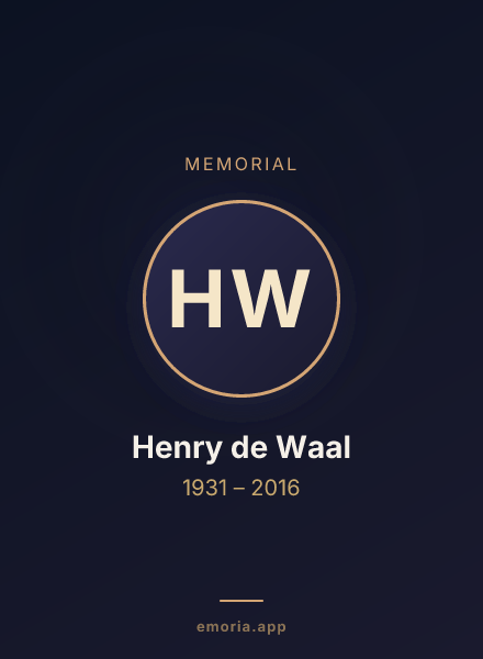 Memorial portrait of Henry de Waal