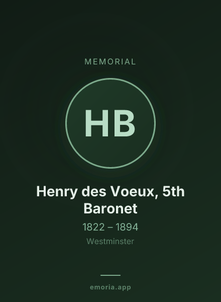 Memorial portrait of Henry des Voeux, 5th Baronet