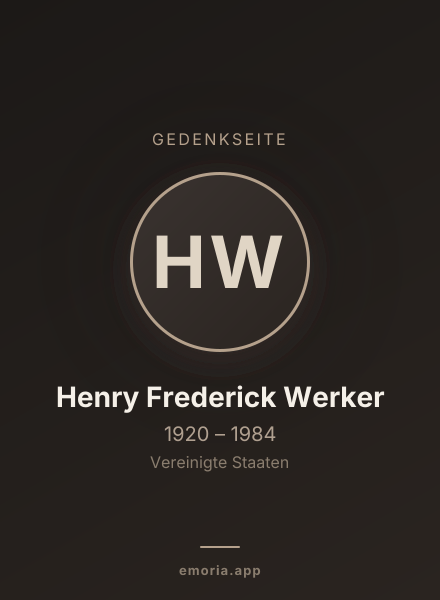 Gedenkportrait von Henry Frederick Werker