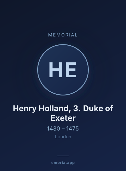 Memorial portrait of Henry Holland, 3. Duke of Exeter