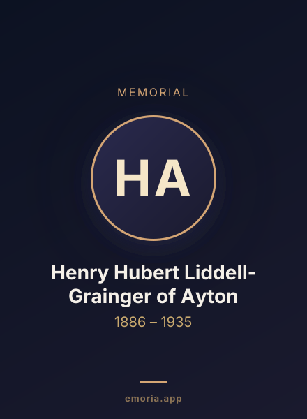 Memorial portrait of Henry Hubert Liddell-Grainger of Ayton