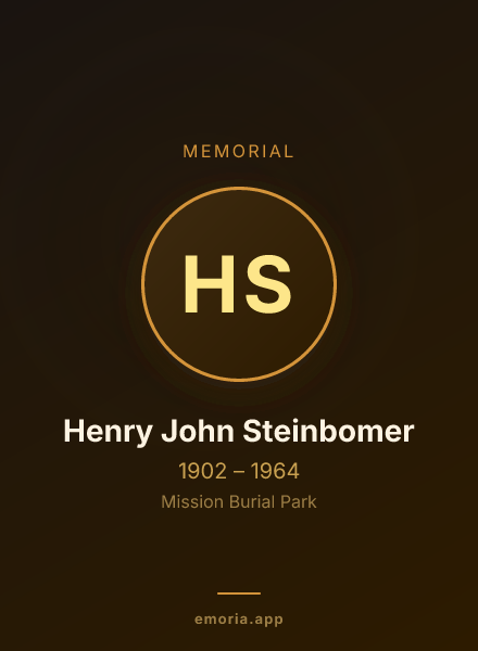 Memorial portrait of Henry John Steinbomer