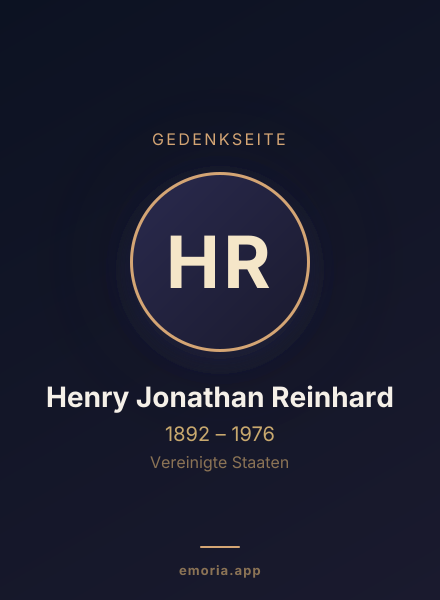 Gedenkportrait von Henry Jonathan Reinhard