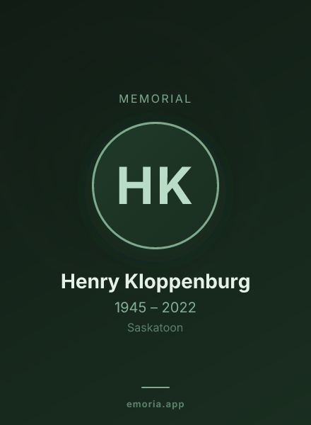 Memorial portrait of Henry Kloppenburg