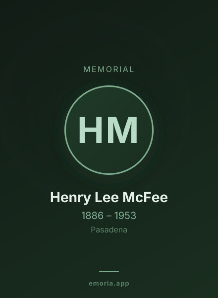 Memorial portrait of Henry Lee McFee