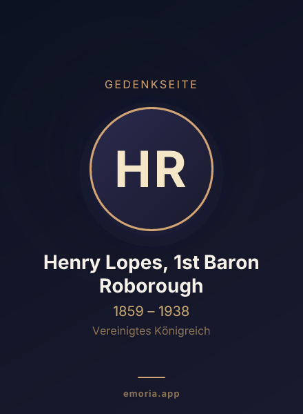 Gedenkportrait von Henry Lopes, 1st Baron Roborough