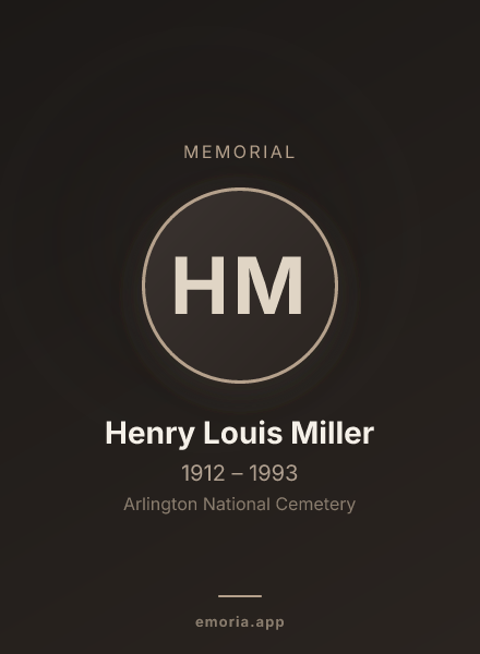 Memorial portrait of Henry Louis Miller