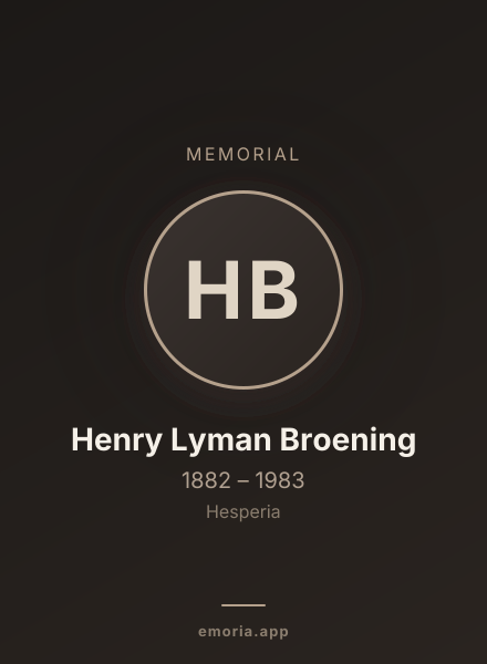 Memorial portrait of Henry Lyman Broening