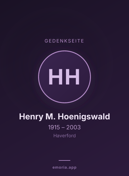 Gedenkportrait von Henry M. Hoenigswald