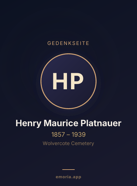 Gedenkportrait von Henry Maurice Platnauer