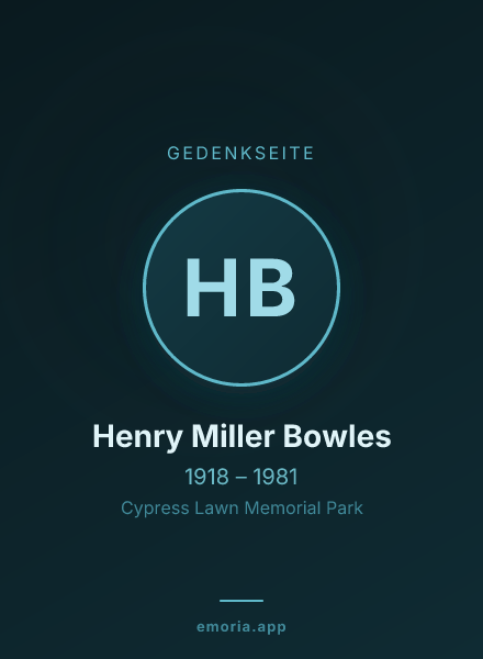 Gedenkportrait von Henry Miller Bowles