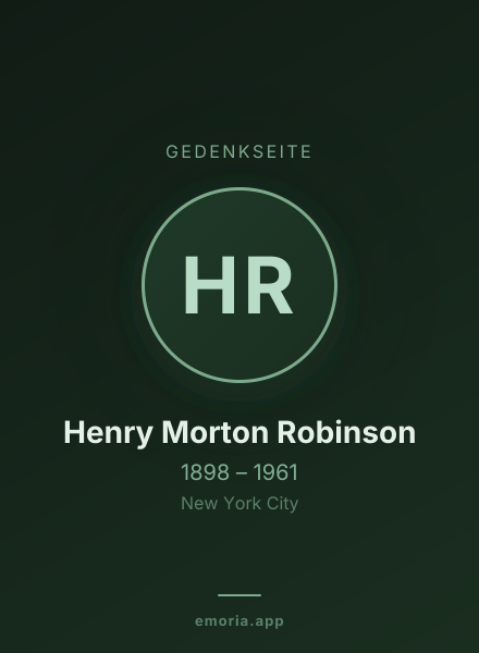 Gedenkportrait von Henry Morton Robinson