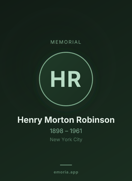 Memorial portrait of Henry Morton Robinson