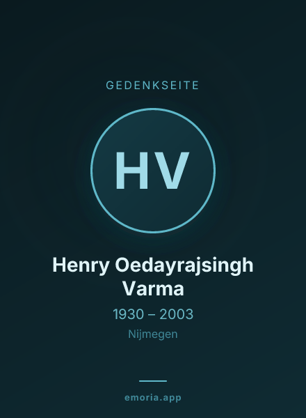 Gedenkportrait von Henry Oedayrajsingh Varma