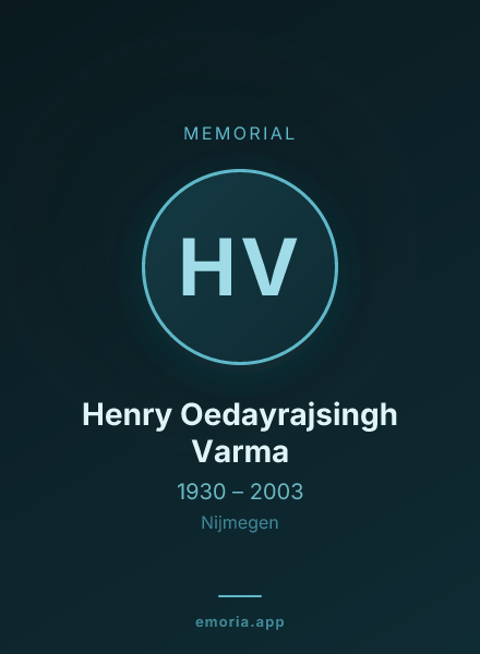Memorial portrait of Henry Oedayrajsingh Varma