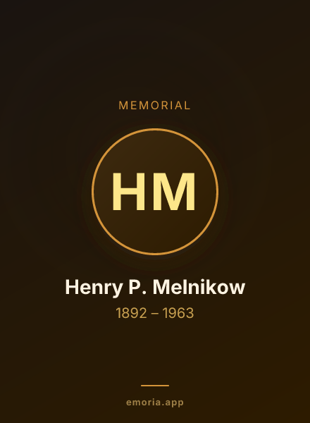 Memorial portrait of Henry P. Melnikow
