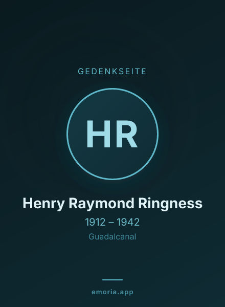 Gedenkportrait von Henry Raymond Ringness