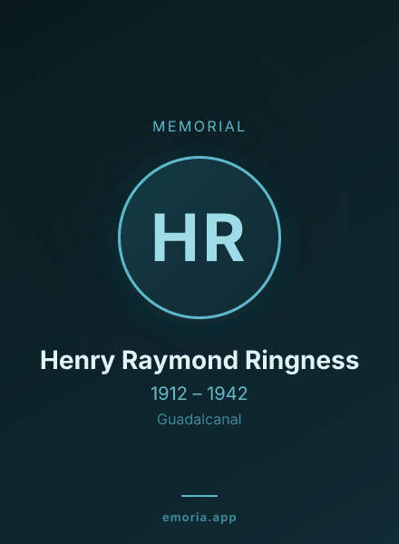 Memorial portrait of Henry Raymond Ringness
