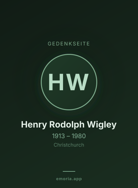 Gedenkportrait von Henry Rodolph Wigley