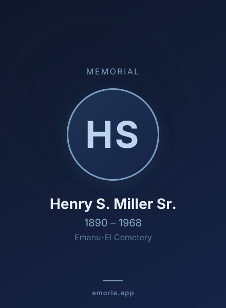 Memorial portrait of Henry S. Miller Sr.