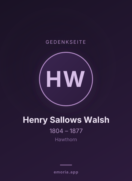 Gedenkportrait von Henry Sallows Walsh
