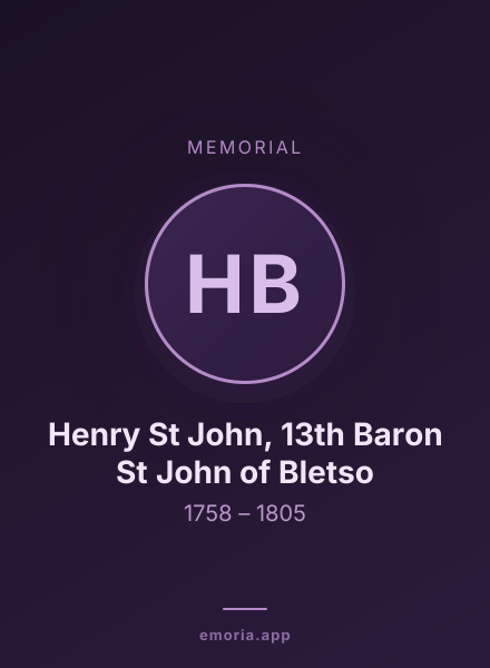 Memorial portrait of Henry St John, 13th Baron St John of Bletso