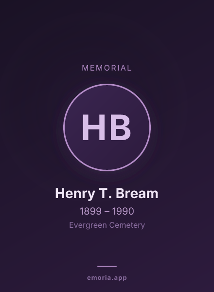 Memorial portrait of Henry T. Bream