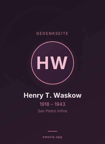 Gedenkportrait von Henry T. Waskow