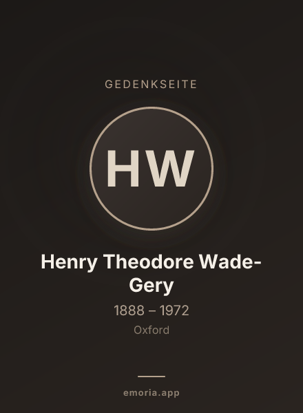 Gedenkportrait von Henry Theodore Wade-Gery