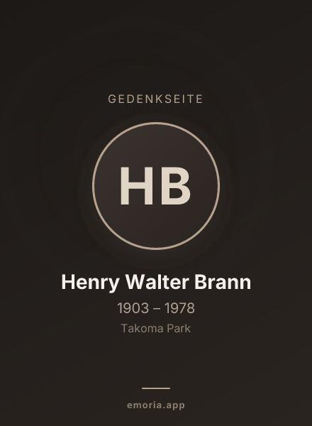 Gedenkportrait von Henry Walter Brann
