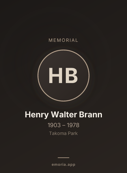 Memorial portrait of Henry Walter Brann