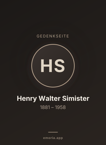 Gedenkportrait von Henry Walter Simister
