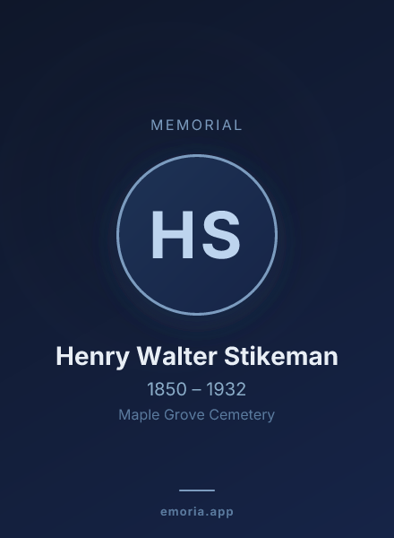 Memorial portrait of Henry Walter Stikeman