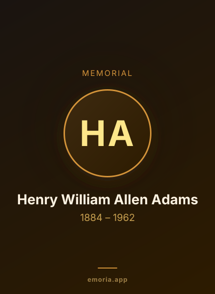 Memorial portrait of Henry William Allen Adams