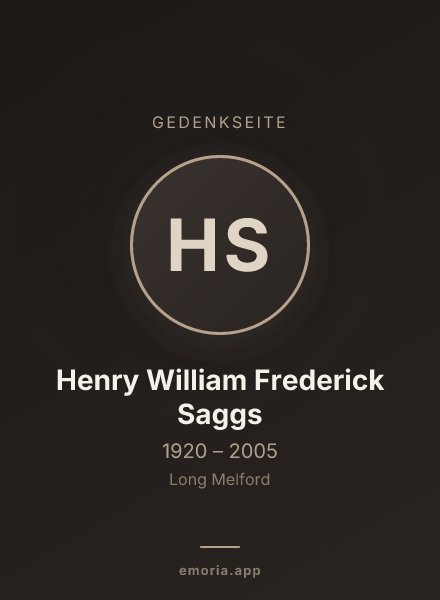 Gedenkportrait von Henry William Frederick Saggs