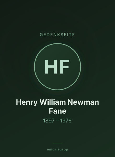 Gedenkportrait von Henry William Newman Fane