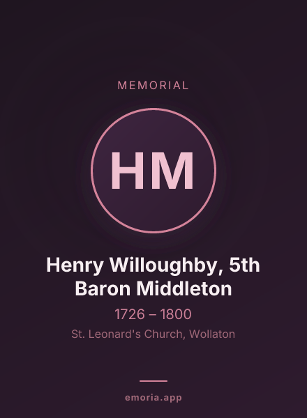 Memorial portrait of Henry Willoughby, 5th Baron Middleton